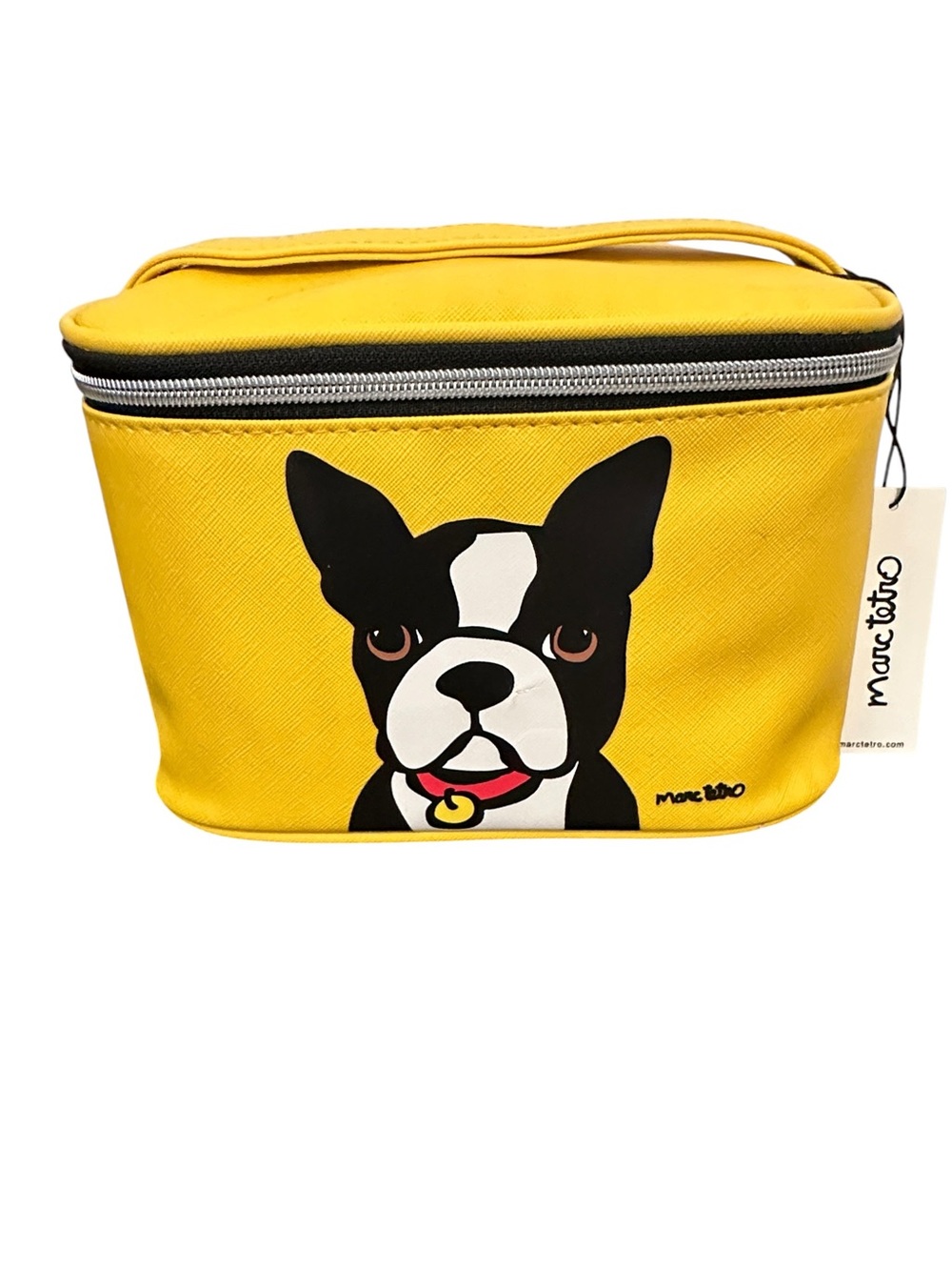 Marc Tetro Yellow Boston Terrier Travel Makeup Bag